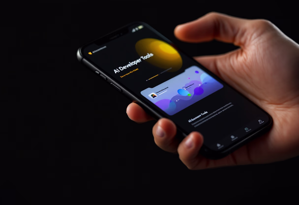 [digital project] image of a mobile device with a website loading on it (for a ai developer tools)